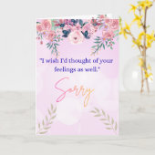 Elegant Floral Sorry Greeting Card with Heartfelt  カード (黄色い花)