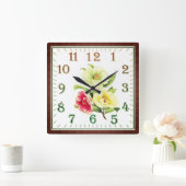 Elegant Floral Square Acrylic Wall Clock スクエア壁時計 (ホーム)