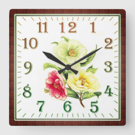 Elegant Floral Square Acrylic Wall Clock スクエア壁時計