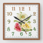 Elegant Floral Square Acrylic Wall Clock スクエア壁時計 (正面)