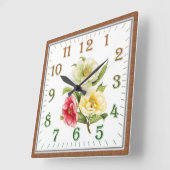 Elegant Floral Square Acrylic Wall Clock スクエア壁時計 (傾斜)