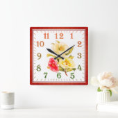 Elegant Floral Square Acrylic Wall Clock スクエア壁時計 (ホーム)