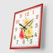 Elegant Floral Square Acrylic Wall Clock スクエア壁時計 (傾斜)