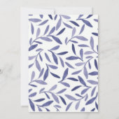 Elegant Floral Square Botanical Navy Wedding  招待状 (裏面)