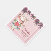 Elegant Floral Stacked Teacups Bridal Shower Party スタンダードランチョンナプキン (角)