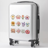 Elegant Floral Stickers with Gold Outline – Luxury シール (スーツケース)