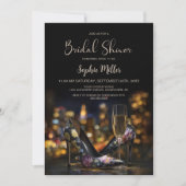 Elegant Floral Stiletto Shoes Bridal Shower 招待状 (正面)