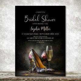 Elegant Floral Stiletto Shoes Bridal Shower 招待状