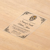 Elegant Floral Sugar Skull Wedding アクリル招待状 (レイダウン)