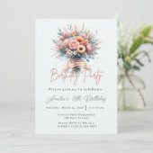 Elegant Floral Sweet 16 Birthday Party Invitation  招待状 (スタンド正面)