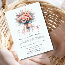 Elegant Floral Sweet 16 Birthday Party Invitation  招待状