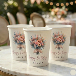Elegant Floral Sweet 16 Custom Party Cup 紙コップ