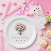 Elegant Floral Sweet 16 Custom Party Plate ペーパープレート (パーティー)