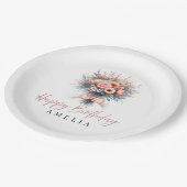 Elegant Floral Sweet 16 Custom Party Plate ペーパープレート (アングル)