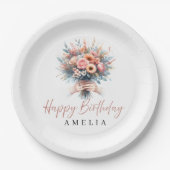 Elegant Floral Sweet 16 Custom Party Plate ペーパープレート (正面)