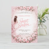 Elegant Floral Sweet Sixteen Birthday Card 招待状 (スタンド正面)