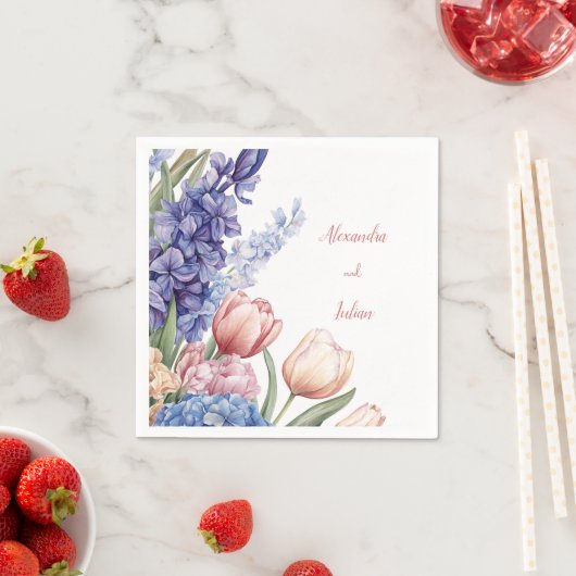 Elegant Floral Table Napkin スタンダードカクテルナプキン (インサイチュ)