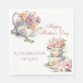 Elegant Floral Tea Party Happy Mother's Day スタンダードランチョンナプキン (正面)