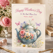 Elegant Floral Teapot Mother’s Day Card  カード
