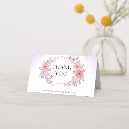Elegant Floral Thank You Card   プレイスカード (正面)