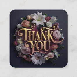 Elegant Floral “Thank You” Gold Lettering Design エンクロージャーカード