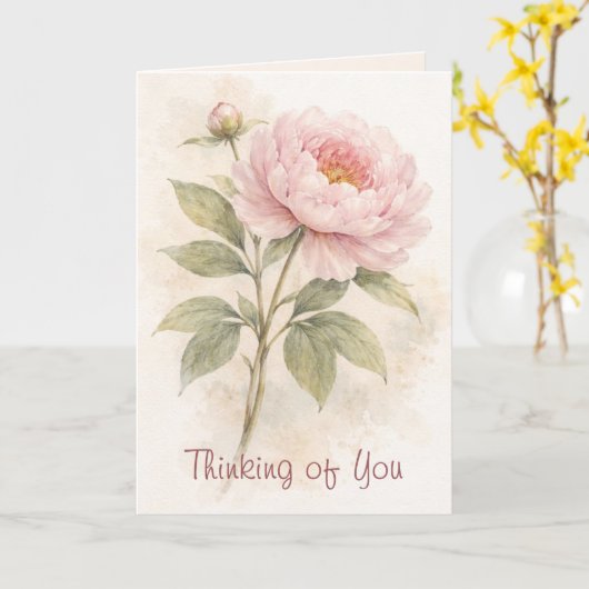 Elegant Floral Thinking Of You Card カード (黄色い花)