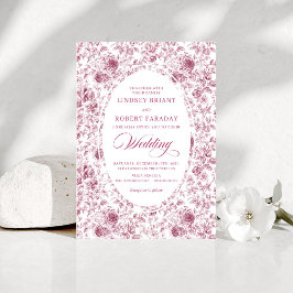 Elegant Floral Toile de Jouy Wedding Invitation 招待状