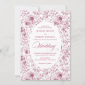 Elegant Floral Toile de Jouy Wedding Invitation 招待状 (正面)