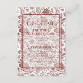 Elegant Floral Toile QR Code Wedding Details エンクロージャーカード (正面)