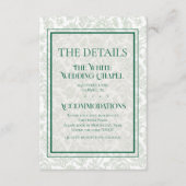 Elegant Floral Toile QR Code Wedding Details エンクロージャーカード (正面)