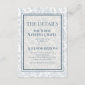Elegant Floral Toile QR Code Wedding Details エンクロージャーカード (正面)