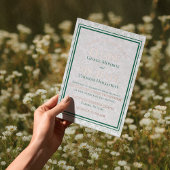 Elegant Floral Toile Script Monogram Green Wedding 箔招待状