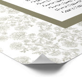 Elegant Floral Toile Seating Chart Poster ポスター (角)