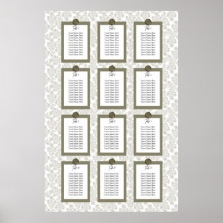 Elegant Floral Toile Seating Chart Poster ポスター
