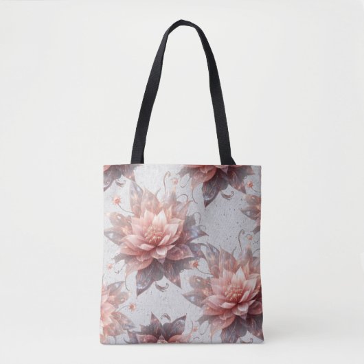 Elegant Floral Tote – Aesthetic Reusable Shopping トートバッグ (正面)