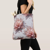 Elegant Floral Tote – Aesthetic Reusable Shopping トートバッグ (クローズアップ)