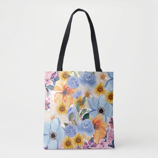 Elegant Floral Tote Bag – Zahra_Design Signature  トートバッグ (正面)