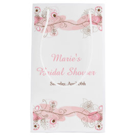 Elegant Floral Twist Bridal Shower in Pink スモールペーパーバッグ
