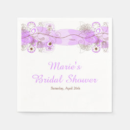 Elegant Floral Twist Bridal Shower in Purple スタンダードカクテルナプキン