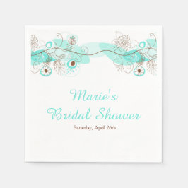 Elegant Floral Twist Bridal Shower in Turquoise スタンダードカクテルナプキン