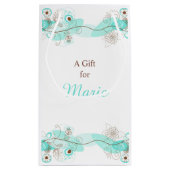 Elegant Floral Twist Bridal Shower in Turquoise スモールペーパーバッグ (裏面)