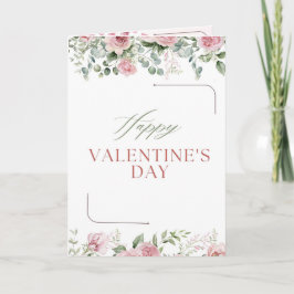 Elegant Floral Valentine’s Day Card Soft Pink Rose シーズンカード