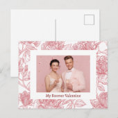 Elegant Floral Valentine's Day Card - Custom Photo ポストカード (正面/裏面)