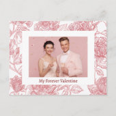Elegant Floral Valentine's Day Card - Custom Photo ポストカード (正面)