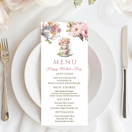 Elegant Floral Vintage Tea Party Mother's Day メニュー