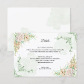 Elegant Floral Vintage Wedding Details Card 招待状 (正面/裏面)