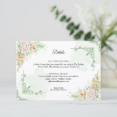 Elegant Floral Vintage Wedding Details Card 招待状 (スタンド正面)
