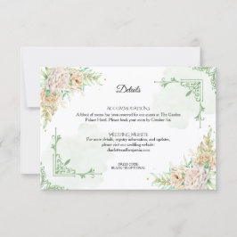 Elegant Floral Vintage Wedding Details Card 招待状