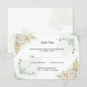 Elegant Floral Vintage Wedding RSVP Card 招待状 (正面/裏面)