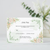 Elegant Floral Vintage Wedding RSVP Card 招待状 (スタンド正面)